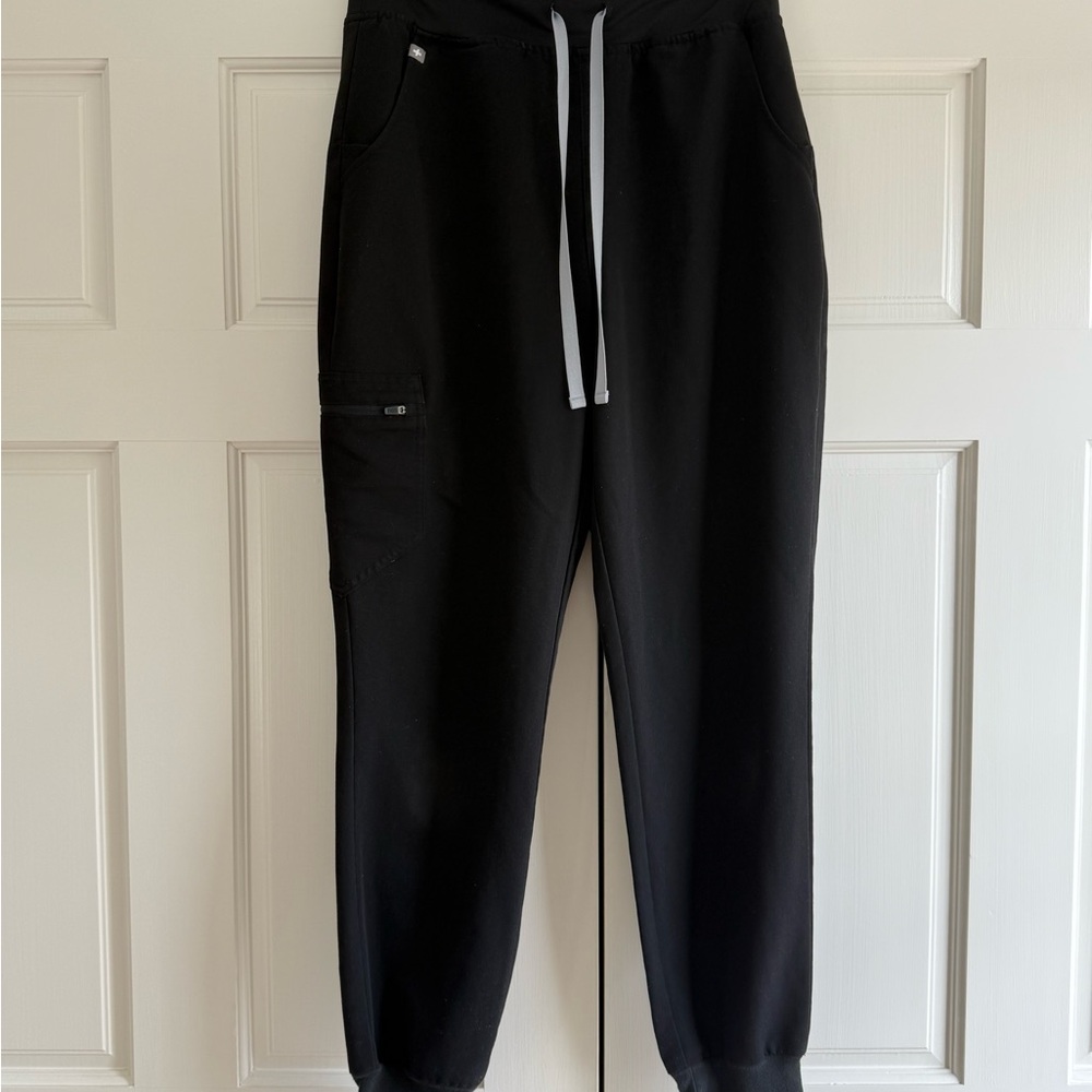 Figs Black Joggers with White Drawstring